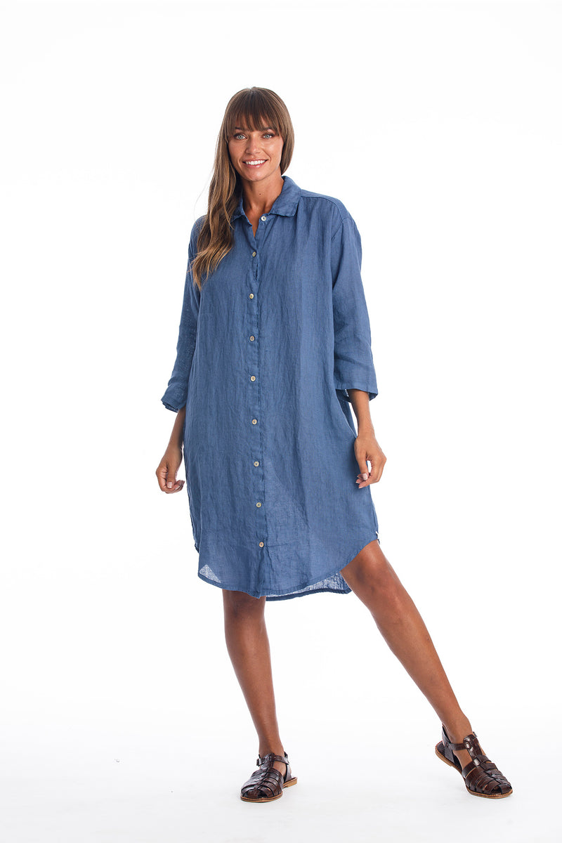 Ava Linen Shirt Dress